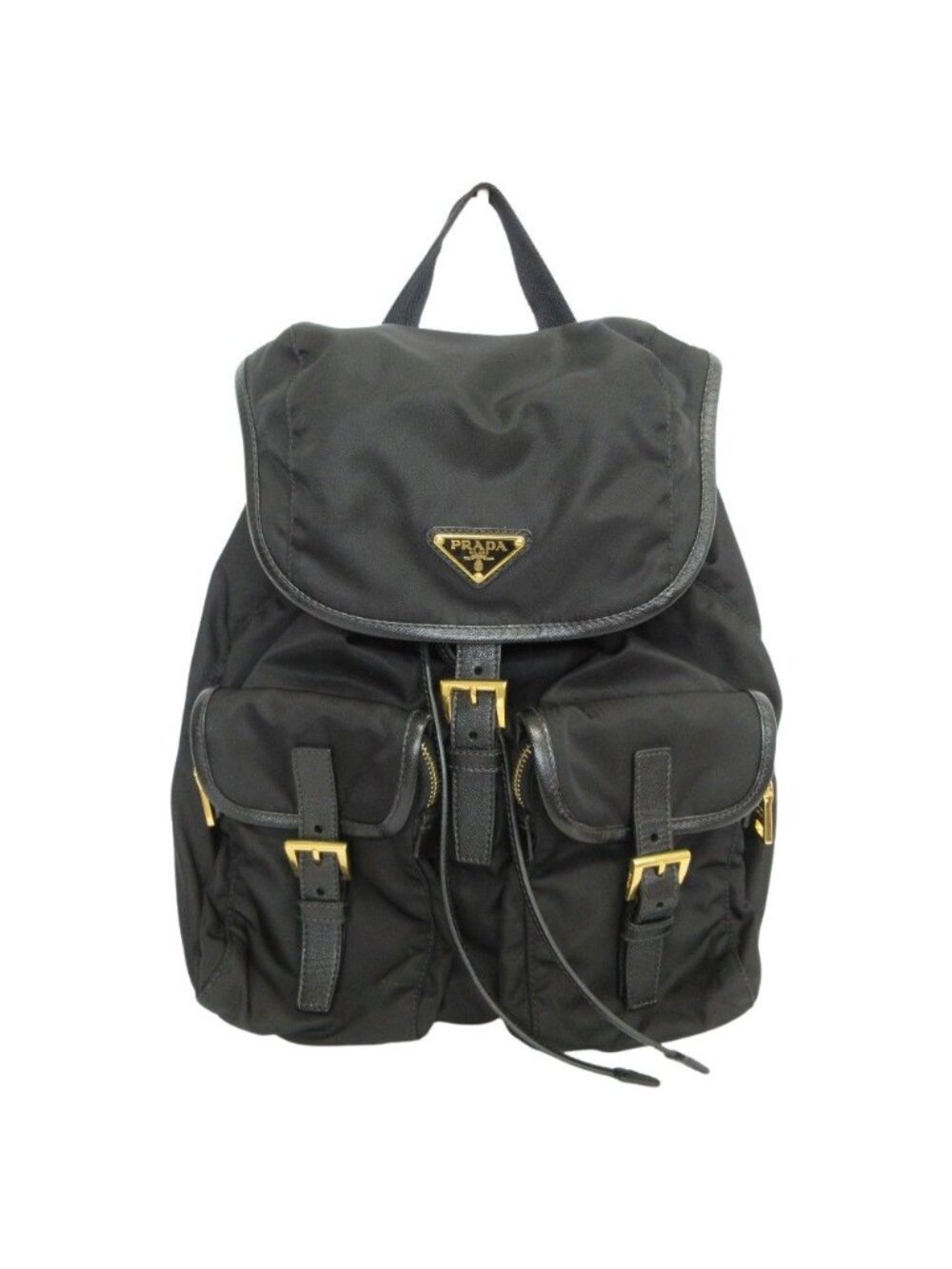 Prada Triangle Plate Tessuto Nylon Backpack Black
